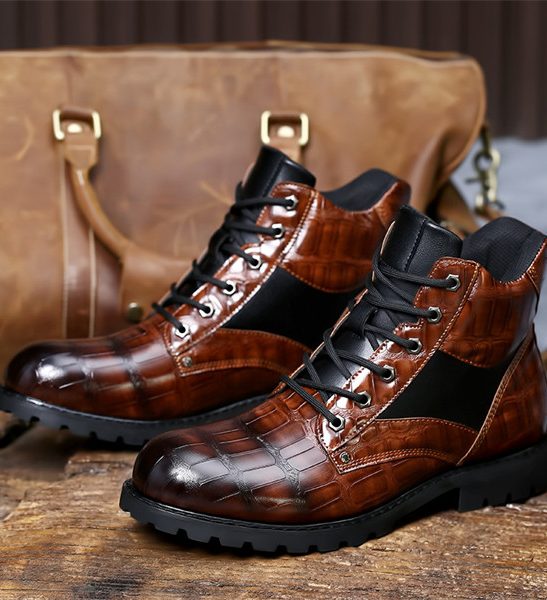 Men's genuine leather waterproof and non-slip retro casual martin boots