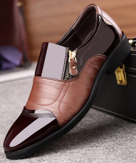 Men's genuine leather short zipper casual business shoes