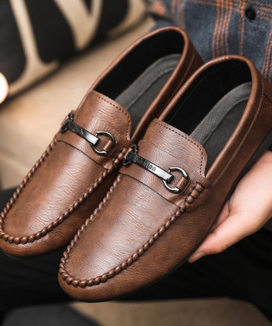 Men's leather comfortable casual slip-on loafers