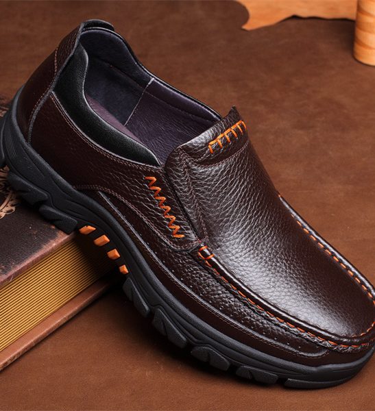 Men's genuine leather non-slip soft insole casual shoes