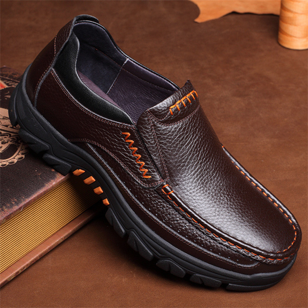 Men's genuine leather non-slip soft insole casual shoes