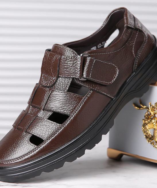 Men's outdoor casual genuine leather comfortable non-slip sandals