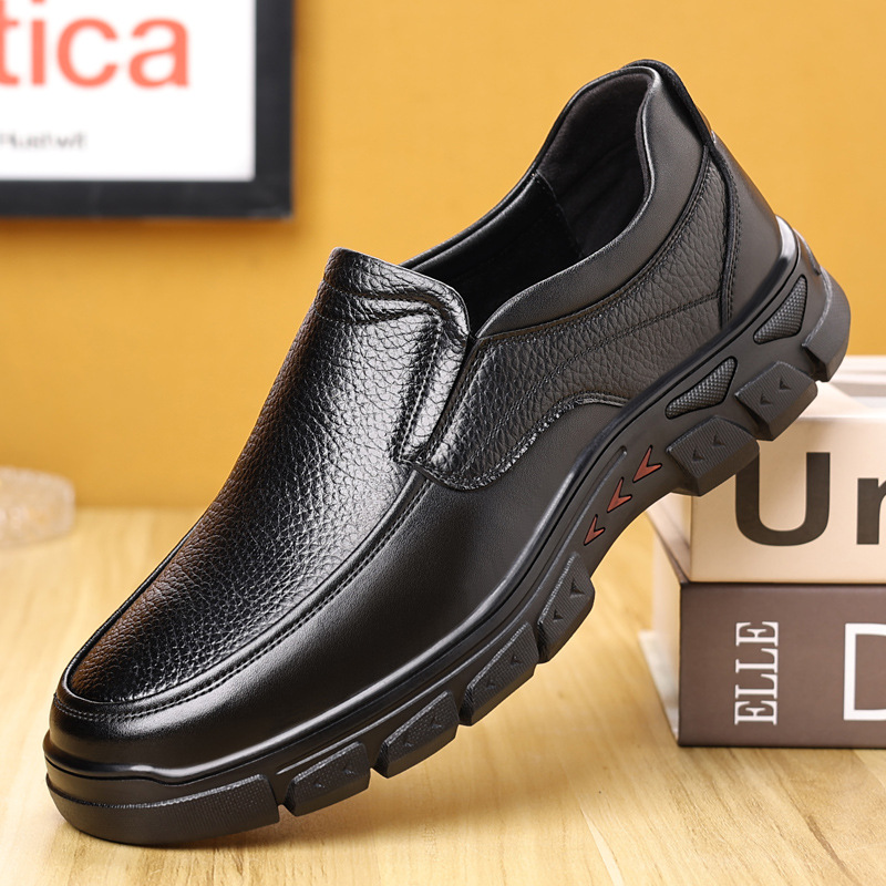 Mens Genuine Leather Casual Comfy Arch Support Slip-On Loafers